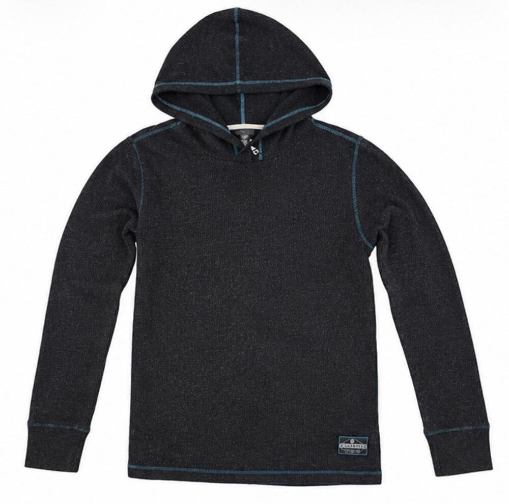Billabong Premium Quality Hoodie Men’s Small Black Waffle Knit Pullover Surf Y2K